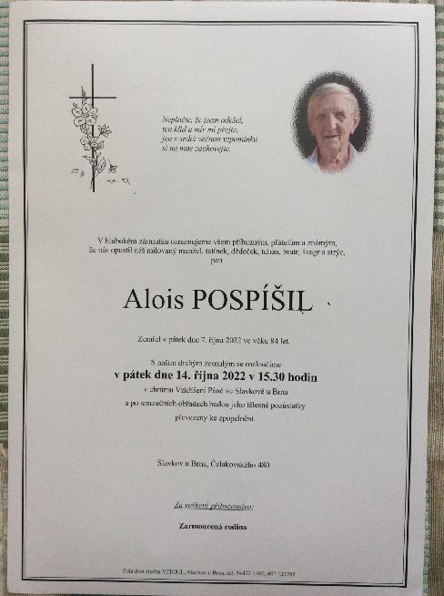 Zemřel pan Alois Pospíšil