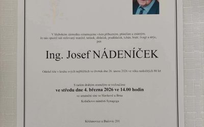 Zemřel pan Ing. Josef Nádeníček