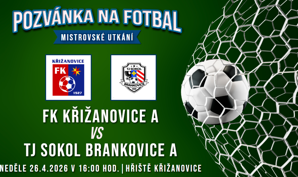 FK Křižanovice A – TJ Sokol Brankovice A 1:5 (1:2)
