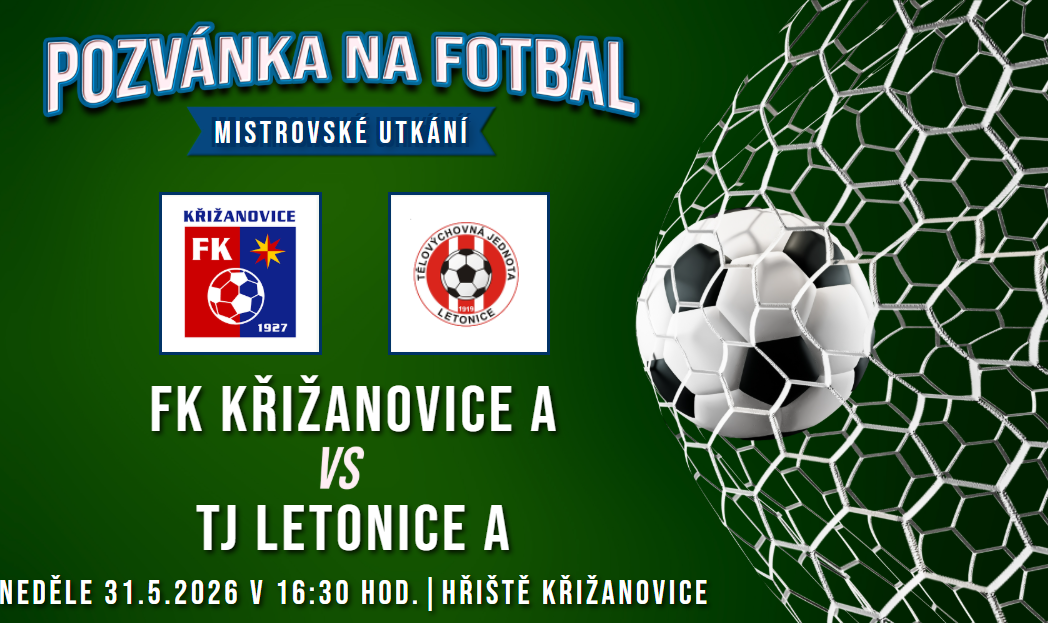 FK Křižanovice A – TJ Letonice A 3:3 (1:3)