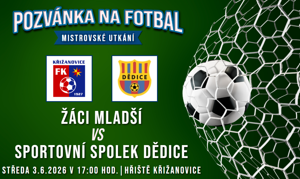 FK Křižanovice – Sportovní spolek Dědice 2:4 (1:3)