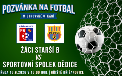 FC Bučovice/FK Křižanovice B – Sportovní celek Dědice 3:1 (1:1)