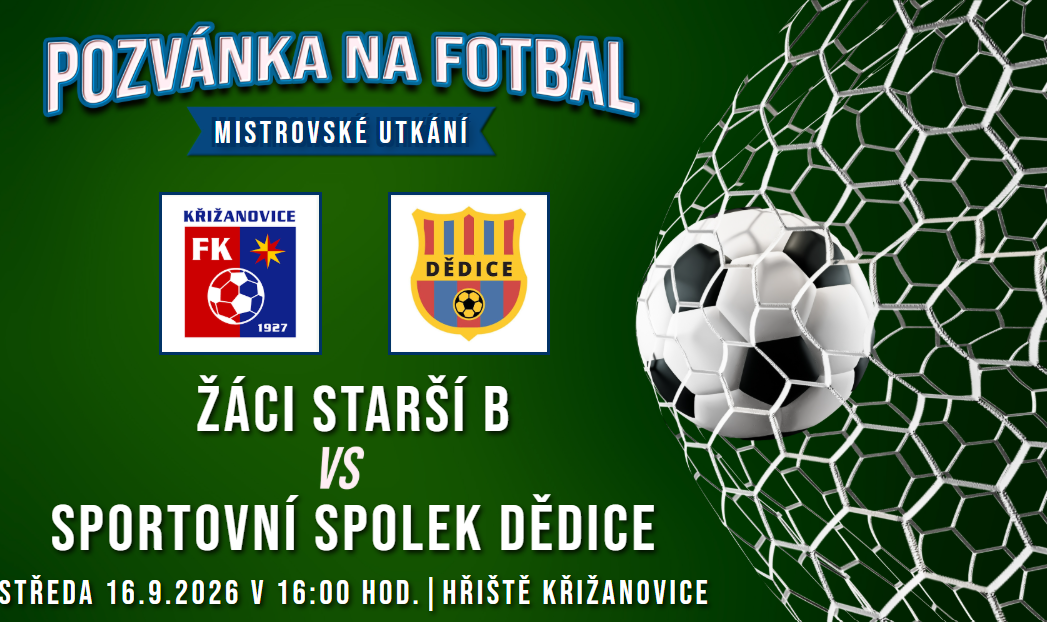 FC Bučovice/FK Křižanovice B – Sportovní celek Dědice 3:1 (1:1)