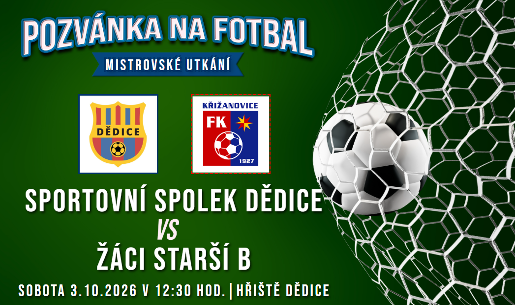 Sportovní celek Dědice – FC Bučovice/FK Křižanovice B 3:1 (0:1)
